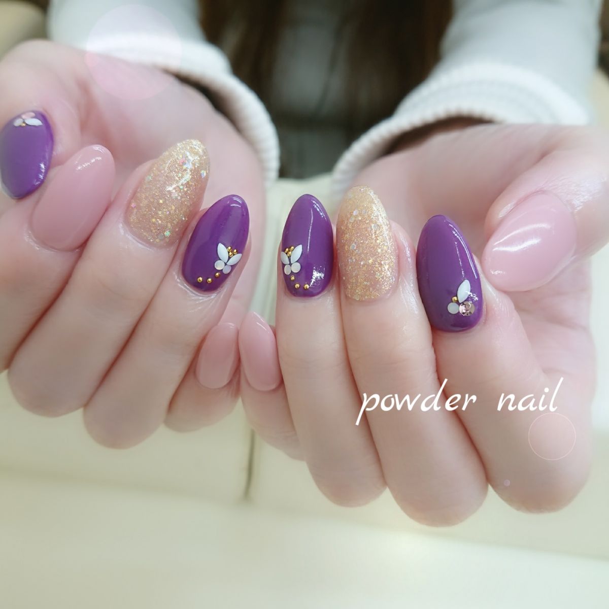 Handジェルネイル アート4本 Powder Nail