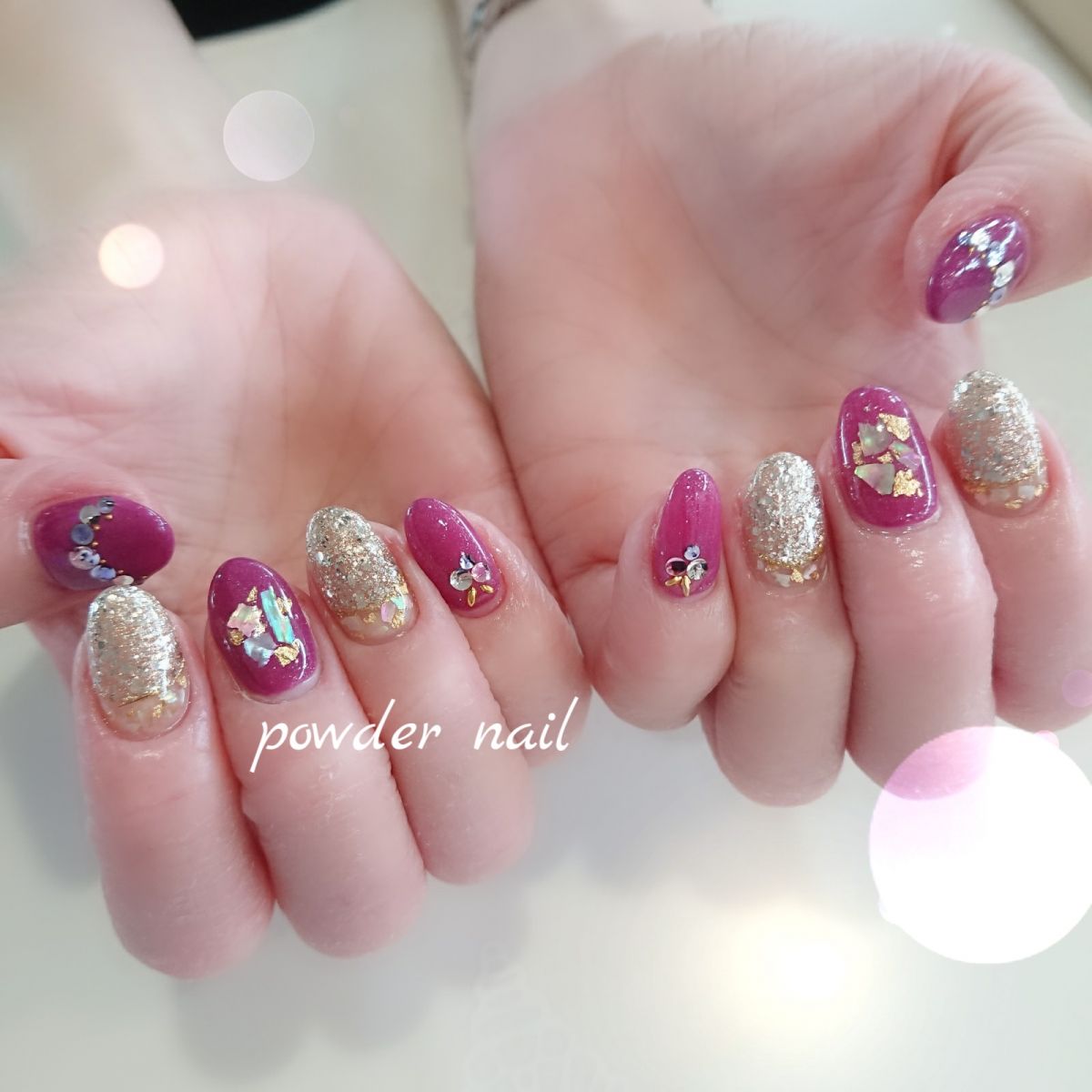 Handジェルネイル アート6本 Powder Nail