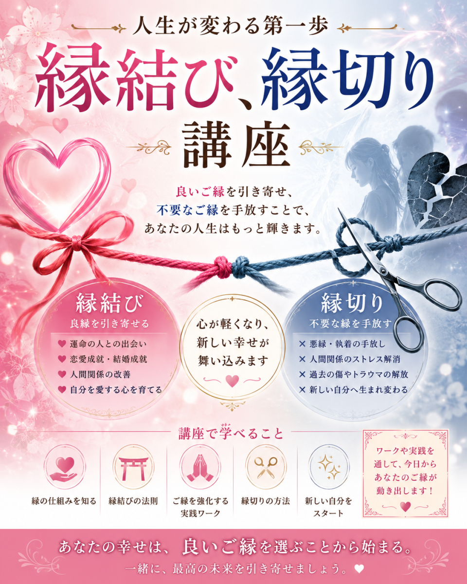 縁結び・縁切り講座 龍輝先生【対面】7/24(金)-龍輝学園 占術師上級